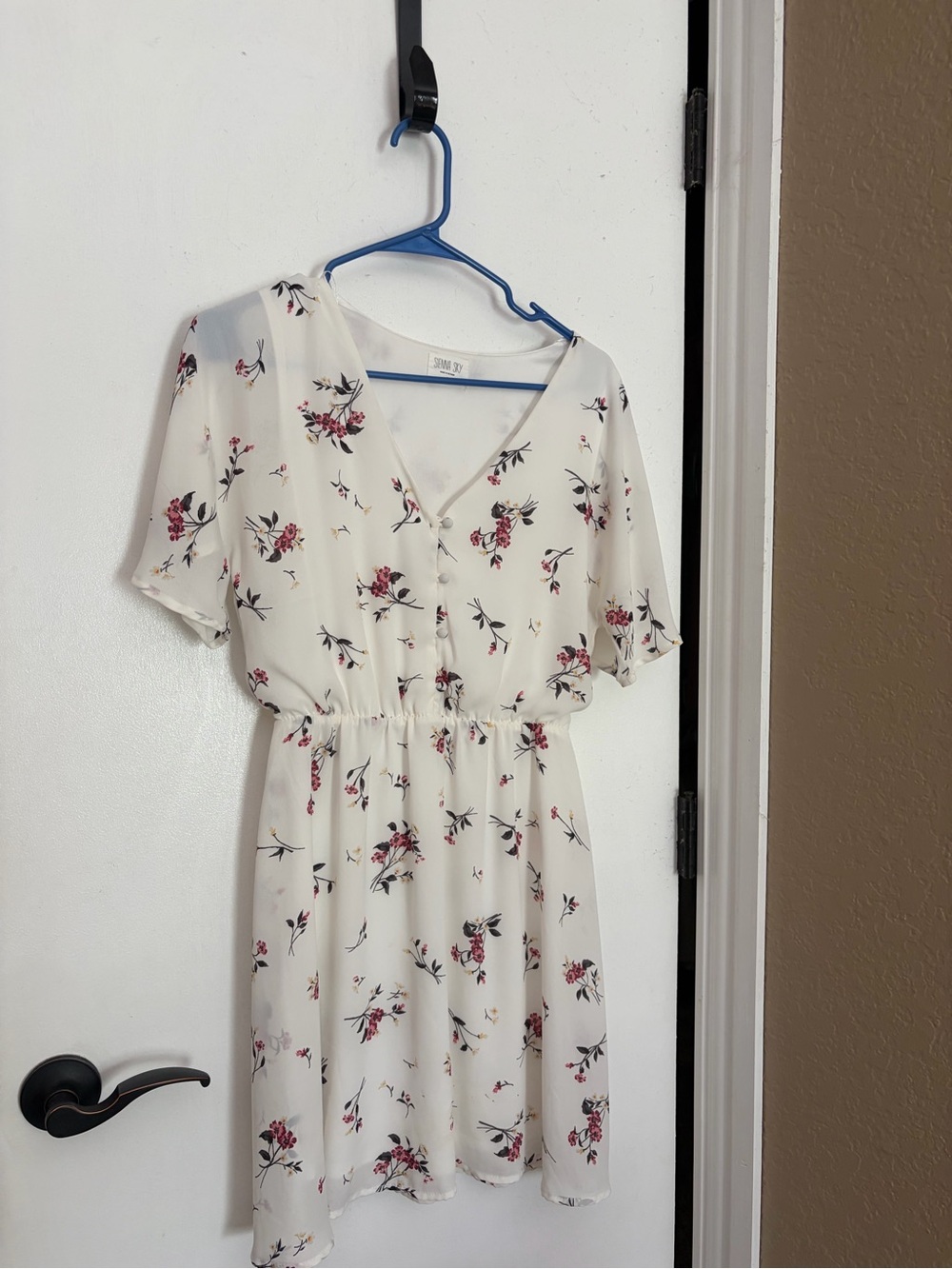Sienna Sky Ivory Dress with Pink Floral Print